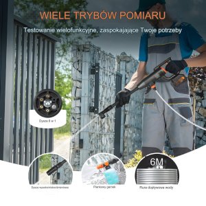 Myjka ciśnieniowa mocna bezprzewodowa akumulatorowa 21V 220W 40BAR 2