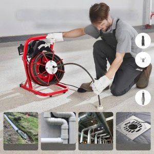 Przetyczka do rur 15m 1,3cm ręczna z 4 głowicami do udrażniania kanalizacji 5