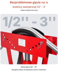 Giętarka hydrauliczna do rur 16T manualna z 8 matrycami warsztatowa 11