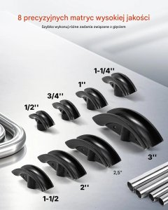 Giętarka hydrauliczna do rur 16T manualna z 8 matrycami warsztatowa 8