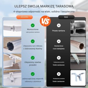 Verk Markiza balkonowa rozporowa ogrodowa tarasowa patio 3 x 2,4 m 2