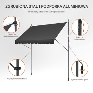 Verk Markiza Tarasowa 250 x 120 cm z Korbą Ręczną 3