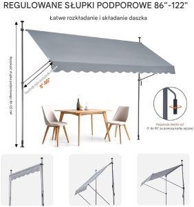 Verk Markiza Tarasowa 350 x 120 cm z Korbką Ręczną 4