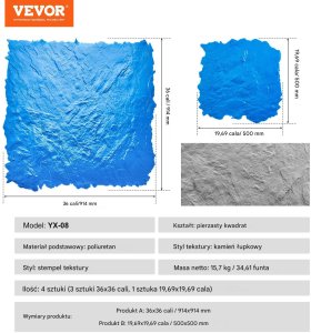 Verk Zestaw matryc do odciskania wzorów w betonie 4 sztuki (91 x 46 cm) 2