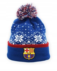 Czapka Zimowa FC Barcelona Dziecięca Pompon Herb Śnieżynka Świąteczna 5