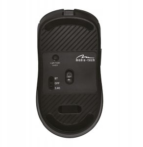 SILENT & RECHARGE - Dualna Bezprzewodowa Mysz Optyczna Bluetooth / RF 2.4GHz. Cichy klik, ładowalna USB-C, 3200dpi, czarna, podswietlenie rainbow. 8