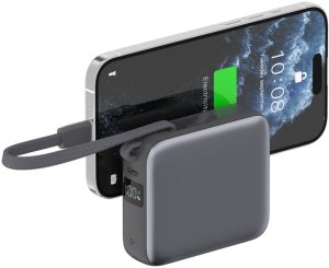 Powerbank 4smarts Pocket Dual Cord 10000mAh 22.5W z wbudowanym kablem USB-C 15cm szary 3