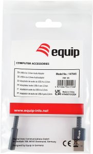 Equip 147945 kabel audio 0,15 m 3.5mm USB Typu-A Czarny 2