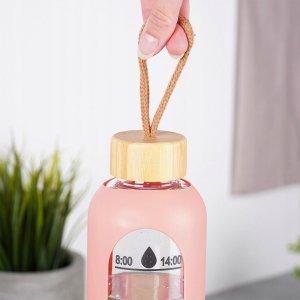 Butelka na wodę szklana z silikonowym pokrowcem łososiowa 1 l 4