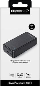 Powerbank Sandberg 320-43 bank mocy Litowo-jonowa (Li-Ion) 27000 mAh Czarny 2
