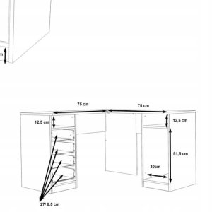 Biurko Gamingowe Narożne Białe Arcalis125 3