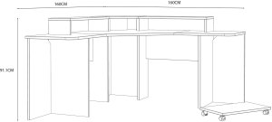 Biurko Gamingowe Narożne Supernova222 Led - Czarne 3