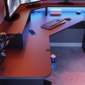 Biurko Gamingowe Narożne Supernova222 Led - Czarne 5