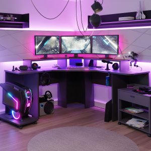Biurko Gamingowe Narożne Supernova222 Led - Czarne 6