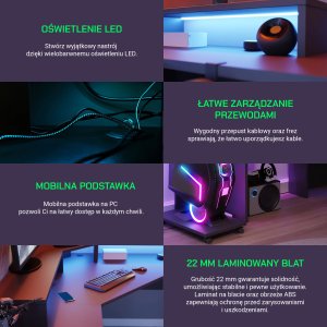 Biurko Gamingowe Narożne Supernova222 Led - Czarne 7