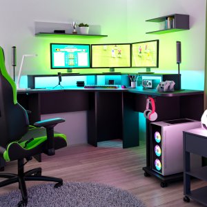 Biurko Gamingowe Narożne Supernova222 Led - Czarne 8