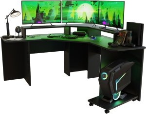 Biurko Gamingowe Narożne Supernova222 Led - Czarne 9