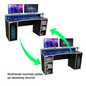 Biurko Gamingowe Supernova211 Led - Czarno-Białe 5