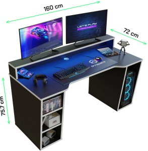 Biurko Gamingowe Supernova211 Led - Czarno-Białe 9