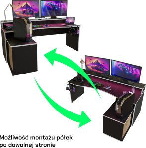 Biurko Gamingowe Supernova214 Led - Czarno-Białe 6