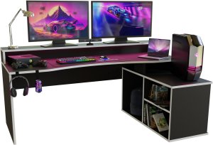 Biurko Gamingowe Supernova214 Led - Czarno-Białe 9