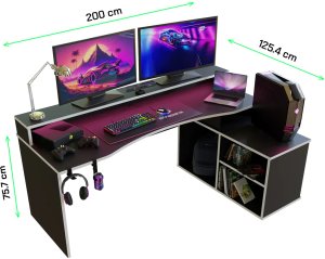 Biurko Gamingowe Supernova214 Led - Czarno-Białe 10