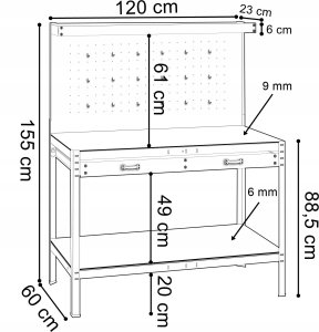 Forsage Stół warsztatowy z szufladą 120cm 120kg 5