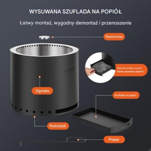 Biokominek kominek wolnostojący na taras stół ogrodowy stojący 49 cm 2