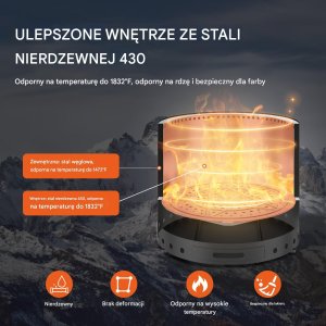 Biokominek kominek wolnostojący na taras stół ogrodowy stojący 49 cm 3