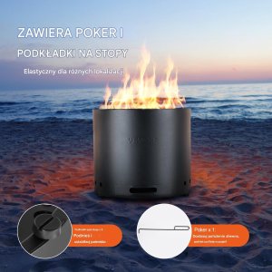 Biokominek kominek wolnostojący na taras stół ogrodowy stojący 49 cm 5