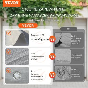 Vevor Wymienna Wiata do Garażu Szara 10