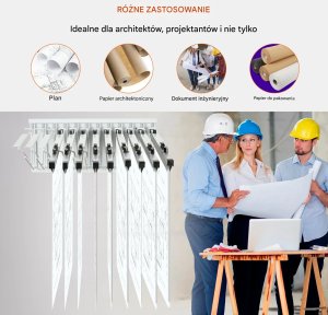 Półka na Dokumenty Ścienna Wieszak A0-A1 12 Uchwytów Obrotowych 11