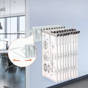 Półka na Dokumenty Ścienna Wieszak A0-A1 12 Uchwytów Obrotowych 4