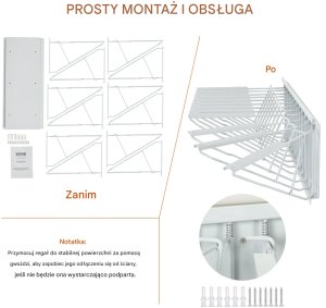 Półka na Dokumenty Ścienna Wieszak A0-A1 12 Uchwytów Obrotowych 9