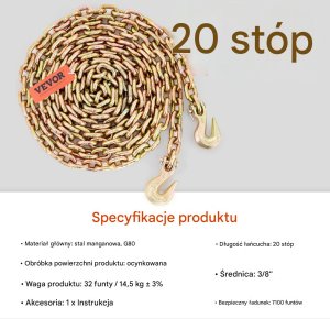 Vevor Łańcuch Transportowy Holowniczy 8