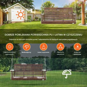 Drewniana huśtawka ogrodowa wisząca na taras werandę 137 cm 2