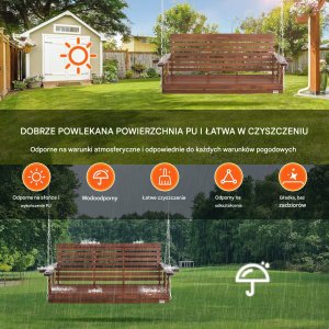 Drewniana huśtawka ogrodowa wisząca na taras werandę 170 cm 2