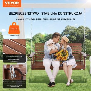 Drewniana huśtawka ogrodowa wisząca na taras werandę 170 cm 6