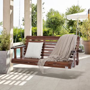 Drewniana huśtawka ogrodowa wisząca na taras werandę 170 cm 7