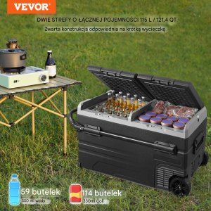 Lodówka turystyczna samochodowa z zamrażalką kompresorowa 115L 80 W 7