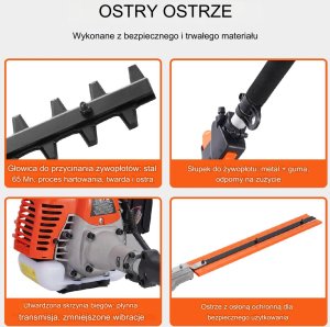 Podkaszarka do żywopłotu nożyce piła spalinowa długi uchwyt 3