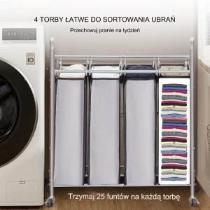 Kosz na pranie do przechowywania czterokomorowy 8