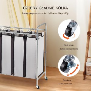 Kosz na pranie do przechowywania czterokomorowy 9