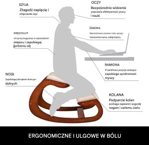 Klęcznik klękosiad krzesło biurowe ergonomiczne fotel biurowy ciemny brąz 2