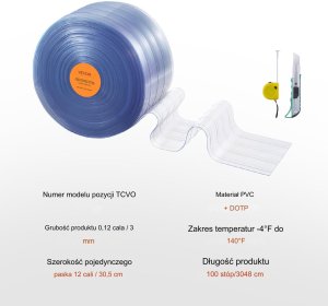 KURTYNA PCV PASY FOLIA PASKOWA PRĄŻKOWANA 3048x30,5 cm 12