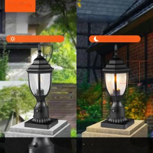 Vevor Lampa Ogrodowa Zewnętrzna Słupkowa z Czujnikiem Światła 390 mm 2 Sztuki 2
