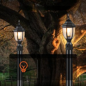 Vevor Lampa Ogrodowa Zewnętrzna Słupkowa z Czujnikiem Światła 390 mm 2 Sztuki 4