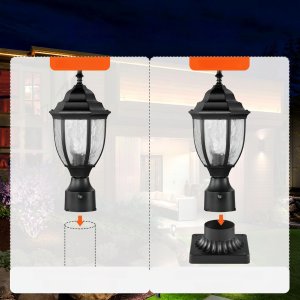 Vevor Lampa Ogrodowa Zewnętrzna Słupkowa z Czujnikiem Światła 390 mm 2 Sztuki 5