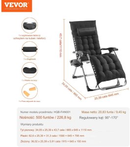 Leżak Wypoczynkowy Czarny 8