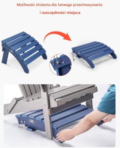 Podnóżek Adirondack Taboret Ogrodowy Składany HDPE 47,5x48x35 cm Zestaw 2 9